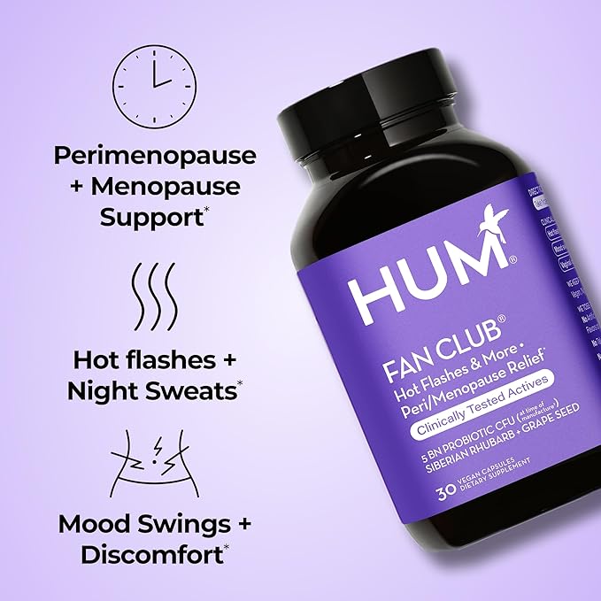 HUM Fan Club - Menopause Probiotic Supplement with Siberian Rhubarb for Women - May Provide Multi-Symptom Relief for Hot Flashes & Low Energy. Helps Hormonal Balance (30-Count)