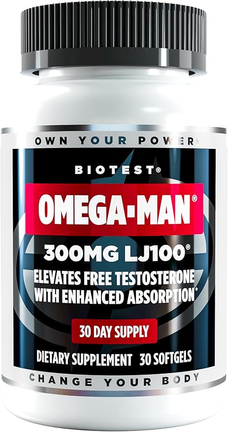 Biotest Omega-Man 300mg LJ100 – Elevates Free Testosterone with Enhanced Absorption - 30 Softgels
