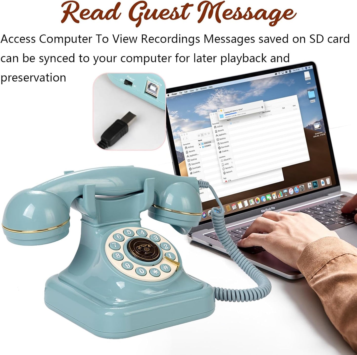 Audio Guest Book Wedding Phone, Retro Audio Phone Guestbook with Clear Voice Recording for Wedding Reception, Bridal Shower, Birthday, Baby Shower, Anniversary, Engagement