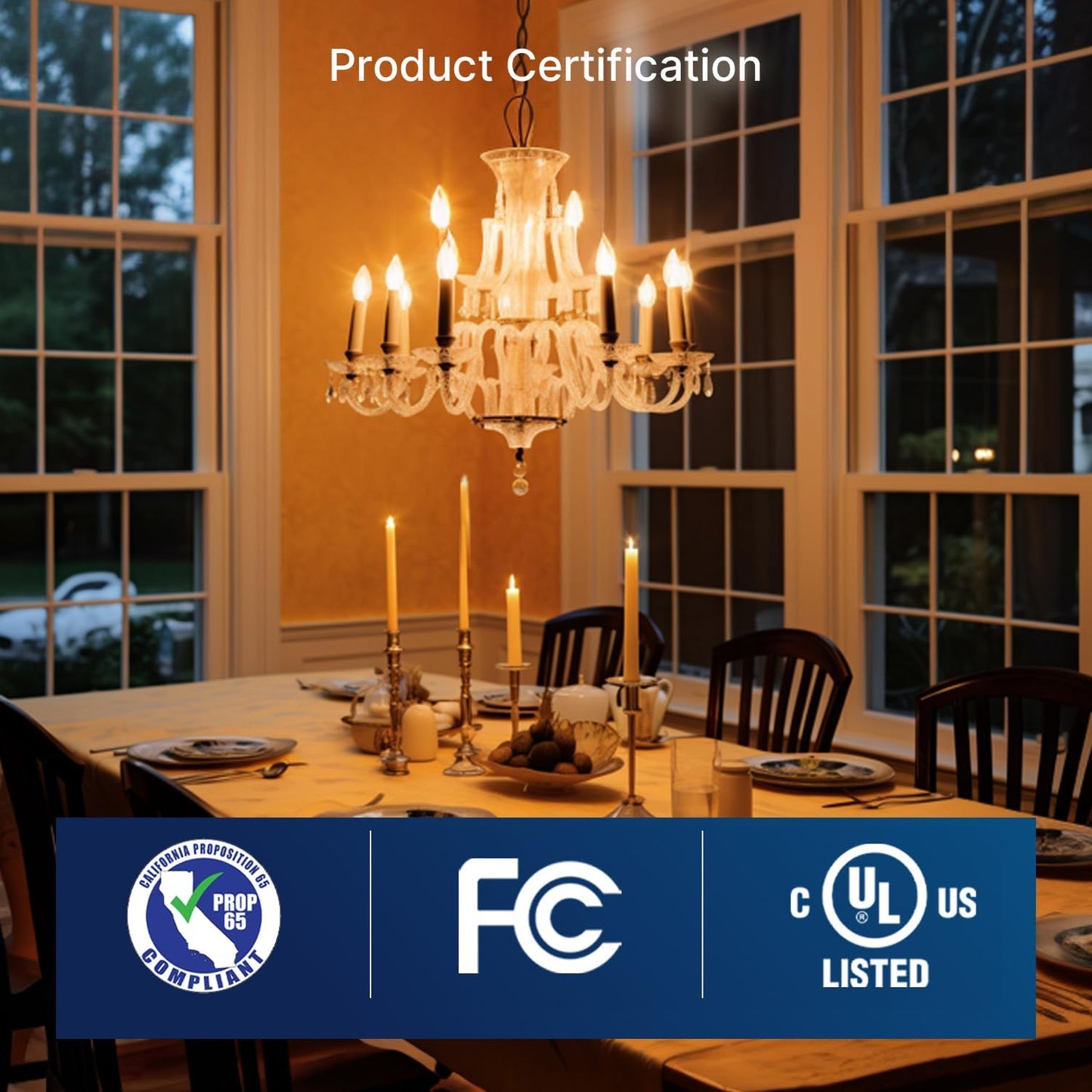 FLSNT Amber LED Candelabra Light Bulbs 40W Equivalent, B11 E12 LED Chandelier Bulbs, 2200K Warm White, Dimmable, 330LM, 24 Pack UL,CA65 Listed.