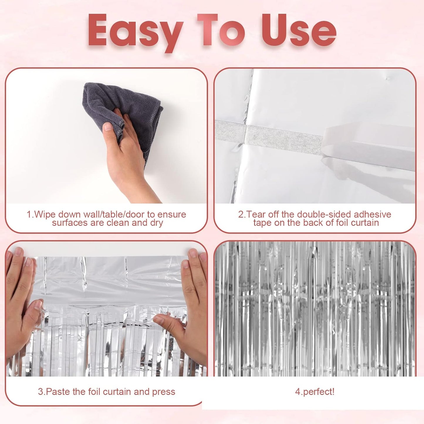 3 Pack 3.3x8.2 Feet Silver Foil Fringe Backdrop Curtains, Tinsel Streamers Birthday Party Decorations, Fringe Backdrop for 2025 New Years Eve, Graduation, Baby Shower, Gender Reveal