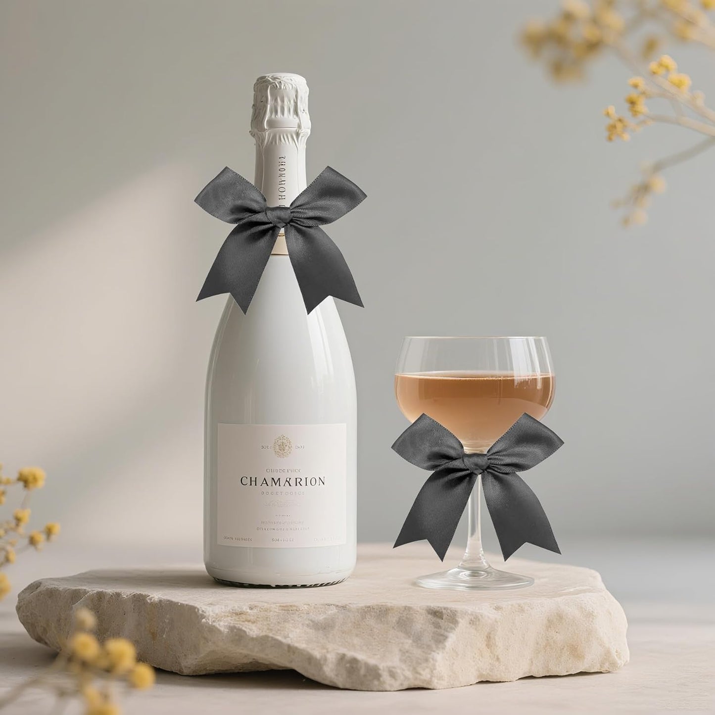 50 Pieces Gift Wrap Bows Premium Satin Ribbon Bows 3.3 Inch Craft Bows for Gift Wrapping DIY Treat Bags Holiday Gifts Bag Party Decorations, Wedding Decor Christmas Birthday Presents (Black)