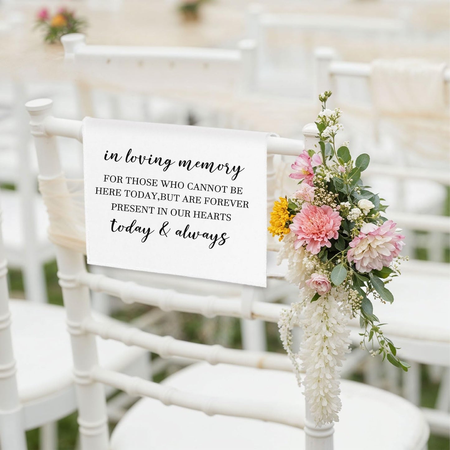 In Loving Memory Wedding Sign, Reserved Memorial Chair Signs Pew Cloths Seating Placeholder, Wedding Decorations for Reception Event Celebrations (today & always, 1 Pc)