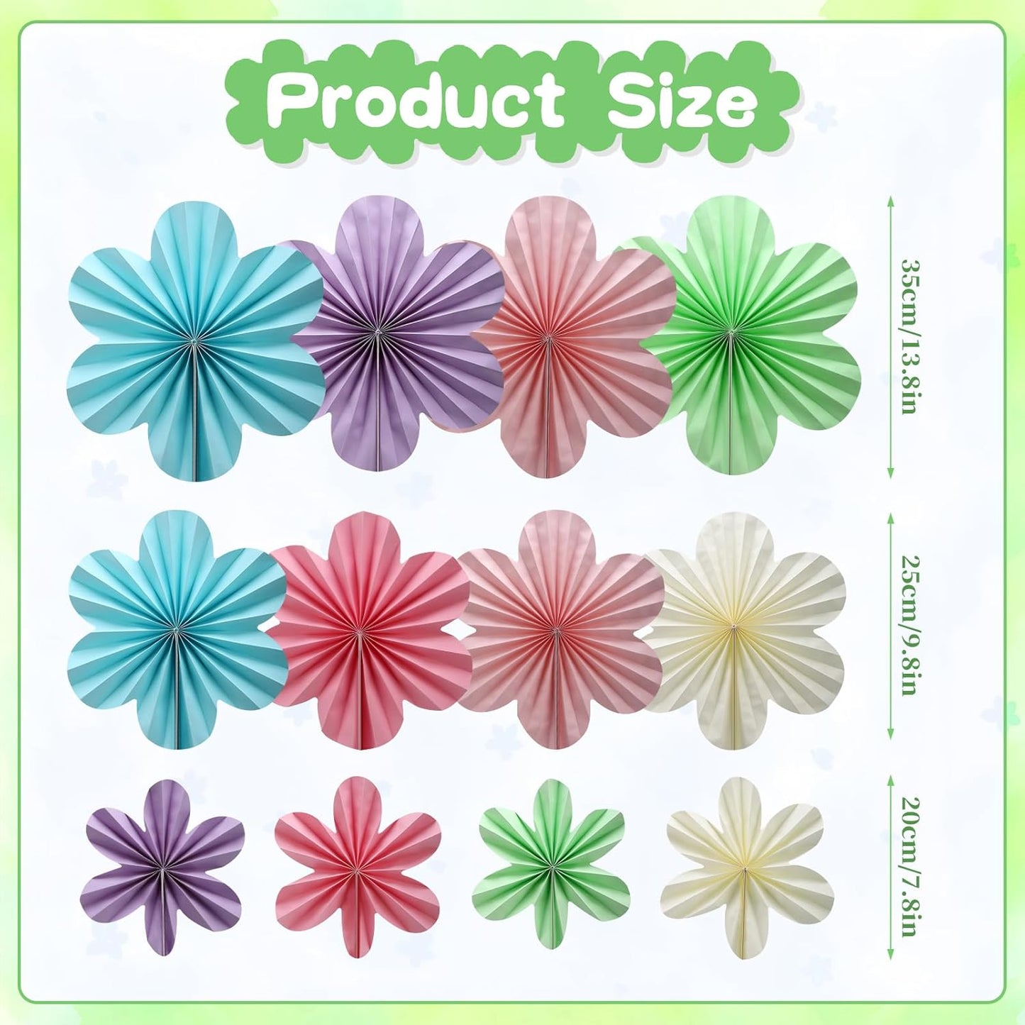 BestoFun 12 PCS Paper Flowers Fans Pastel Party Decorations Paper Flowers Decorations for Wall Girl Groovy Birthday Baby Shower Wedding Bachelorette Room Hanging Décor