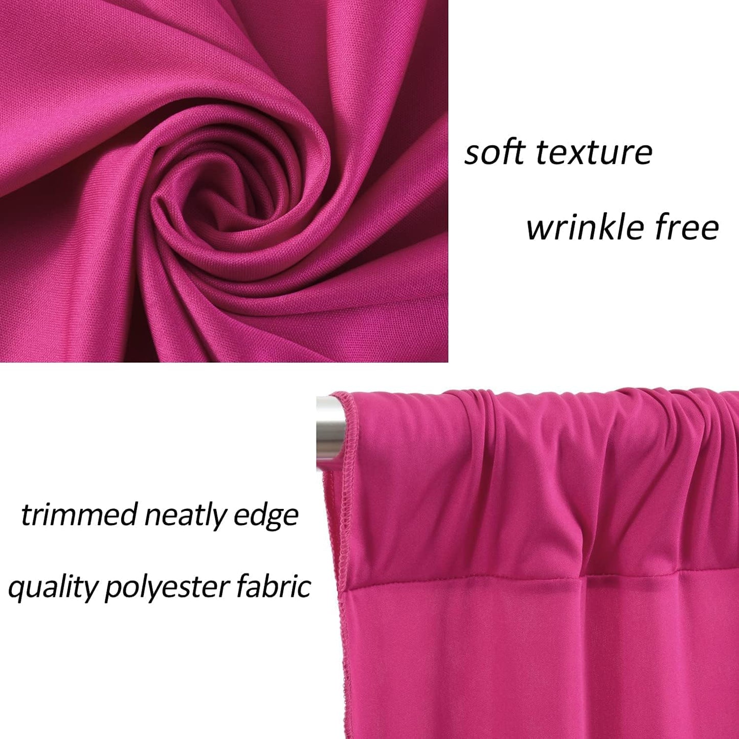 AK TRADING CO. 10 feet Wide x 12 feet Long IFR Polyester Backdrop Drapes Curtains Panels with Rod Pockets - Wedding Ceremony Party Home Window Decorations - Fuchsia