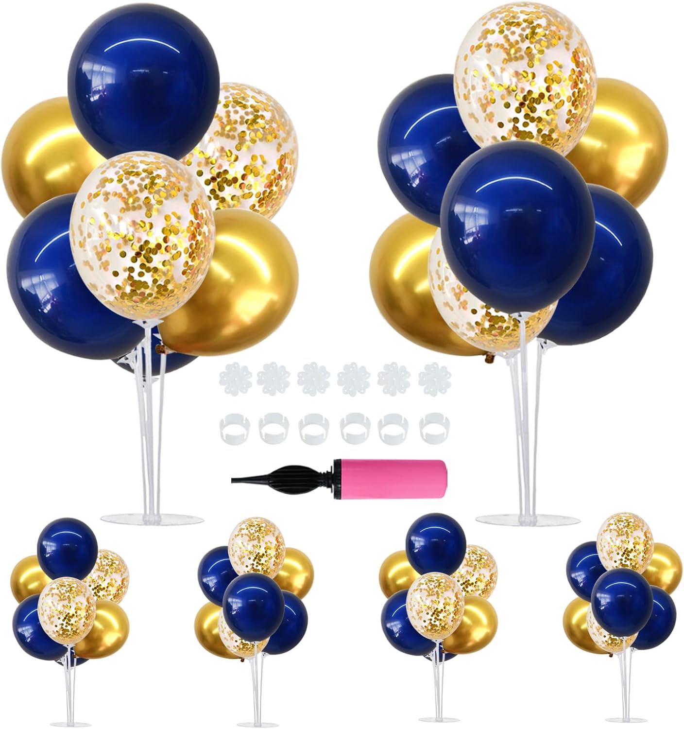 TONIFUL 6 Set Navy Blue Gold Balloon Centerpieces for Table,Balloon Arch Kit for Graduation Decorations 2025 Class of 2025 Party Decorations,New Year,Anniversary,Birthday Decoration