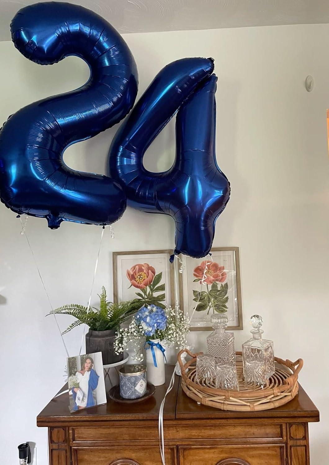 40 Inch Night Blue Large Number 4 Balloons, Giant Foil Number Four 14 24 34 40 44 Balloons, Night Blue Mylar Big Balloon for Anniversary Graduation Decorations