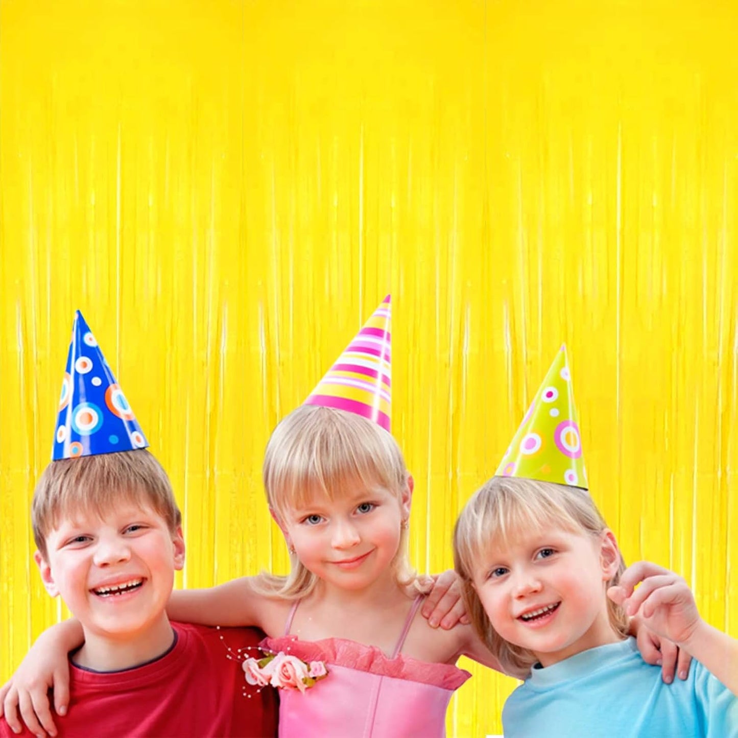 Pack Yellow Foil Fringe Curtain Backdrop 3.3Ft x 9.8Ft Metallic Tinsel Foil Fringe Streamers Curtains Photo Booth Wedding Thanksgiving Birthday Christmas Halloween Party Decoration