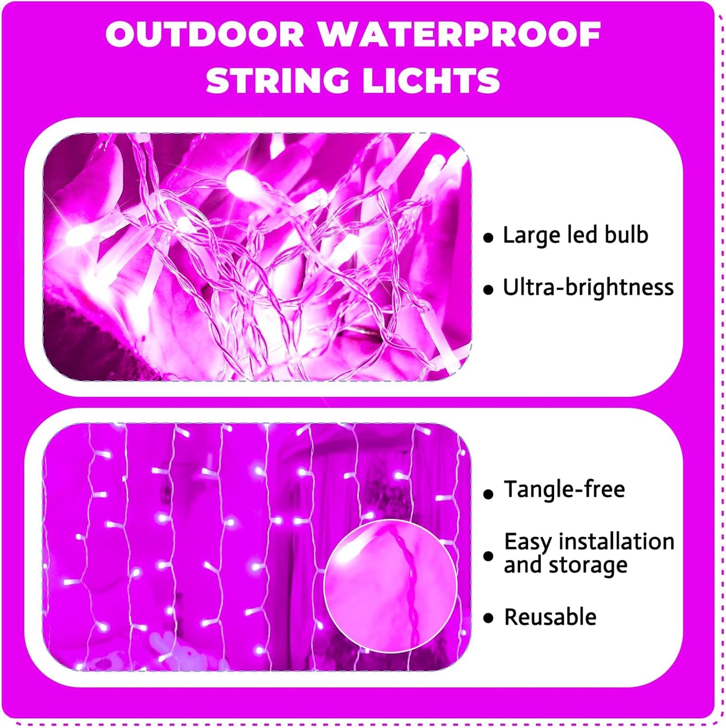 Curtain Light for Bedroom, 200LED 6.6x6.6ft Pink Window Wall Hanging Fairy Curtain String Light, 8 Modes Remote Fairy String Lights Indoor for Wedding Party Home Garden Decorations