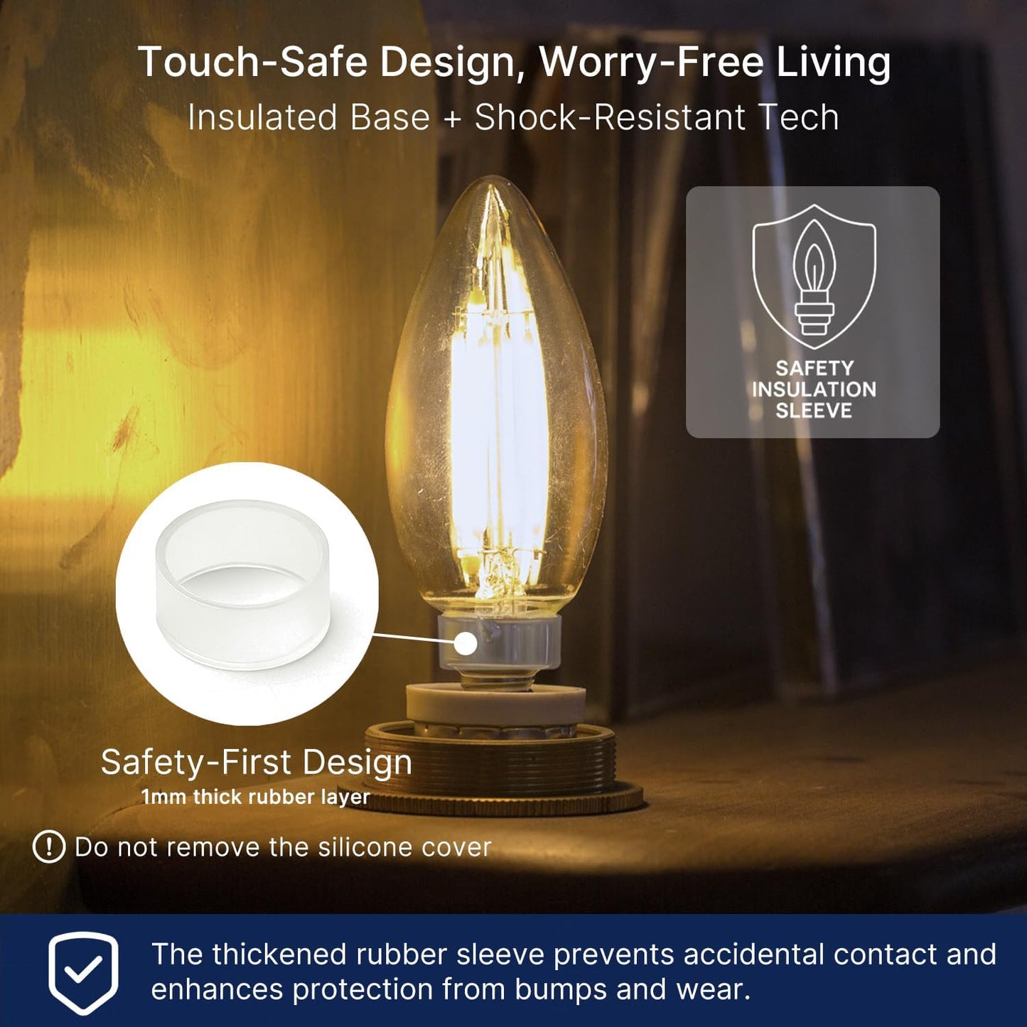 FLSNT 60W Equivalent LED Chandelier Light Bulbs, Dimmable LED B11 E12 Candelabra Base Bulbs, 3500K Natural White, 550LM, 6 Pack UL,CA65 Listed.