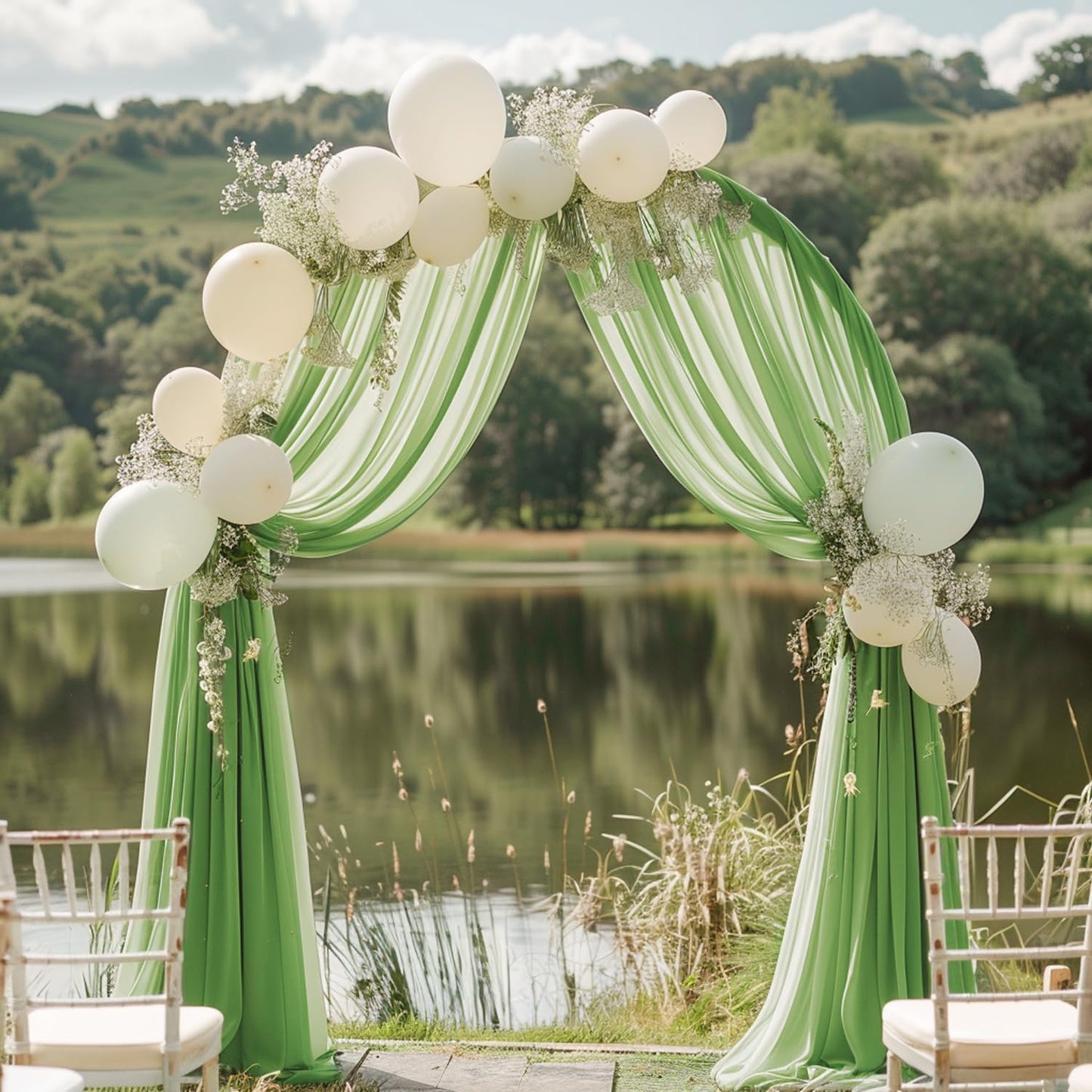 Wokceer Wedding Arch Draping 28.7" x 20FT Sage Green Sheer Fabric Backdrop for Ceremony, Birthday Party, Bridal Shower Decoration