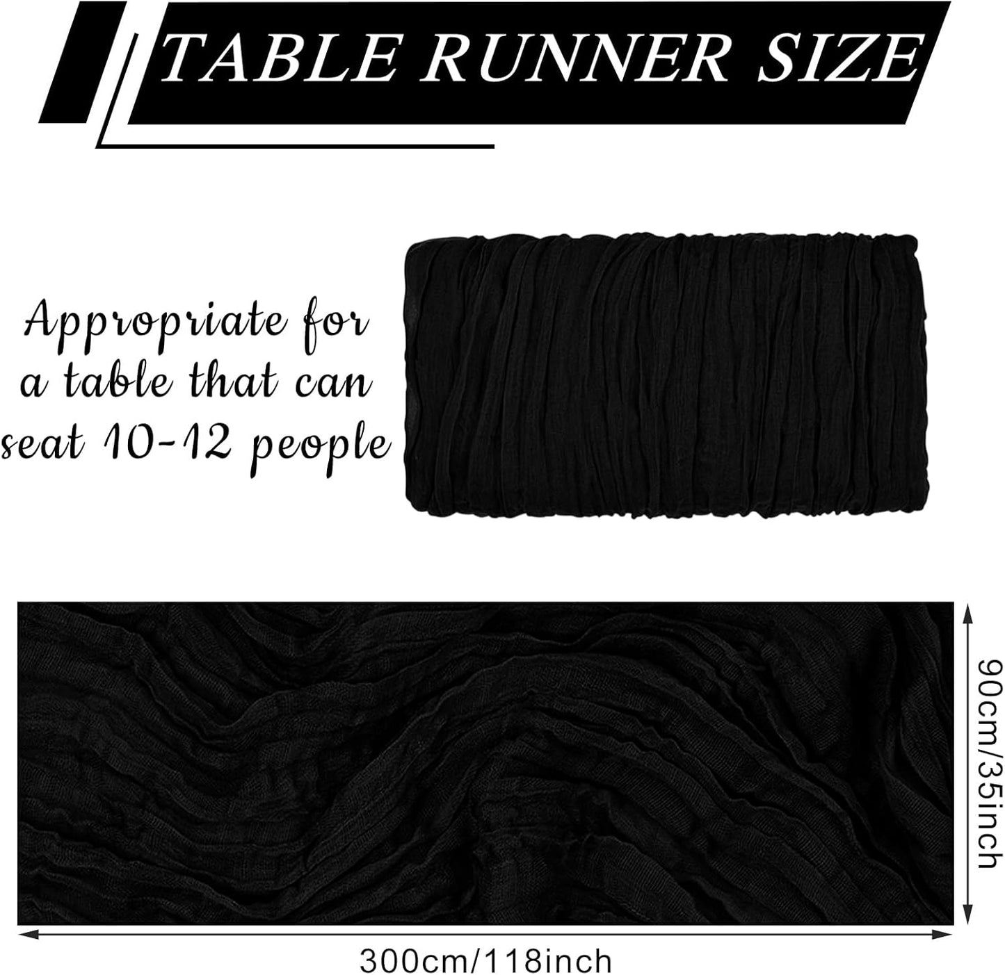 6 Pack Cheesecloth Table Runner 10Ft Christmas Gauze Boho Table Runners for Wedding Decor Bridal Shower Decorations Baby Shower Party(35" x 120")