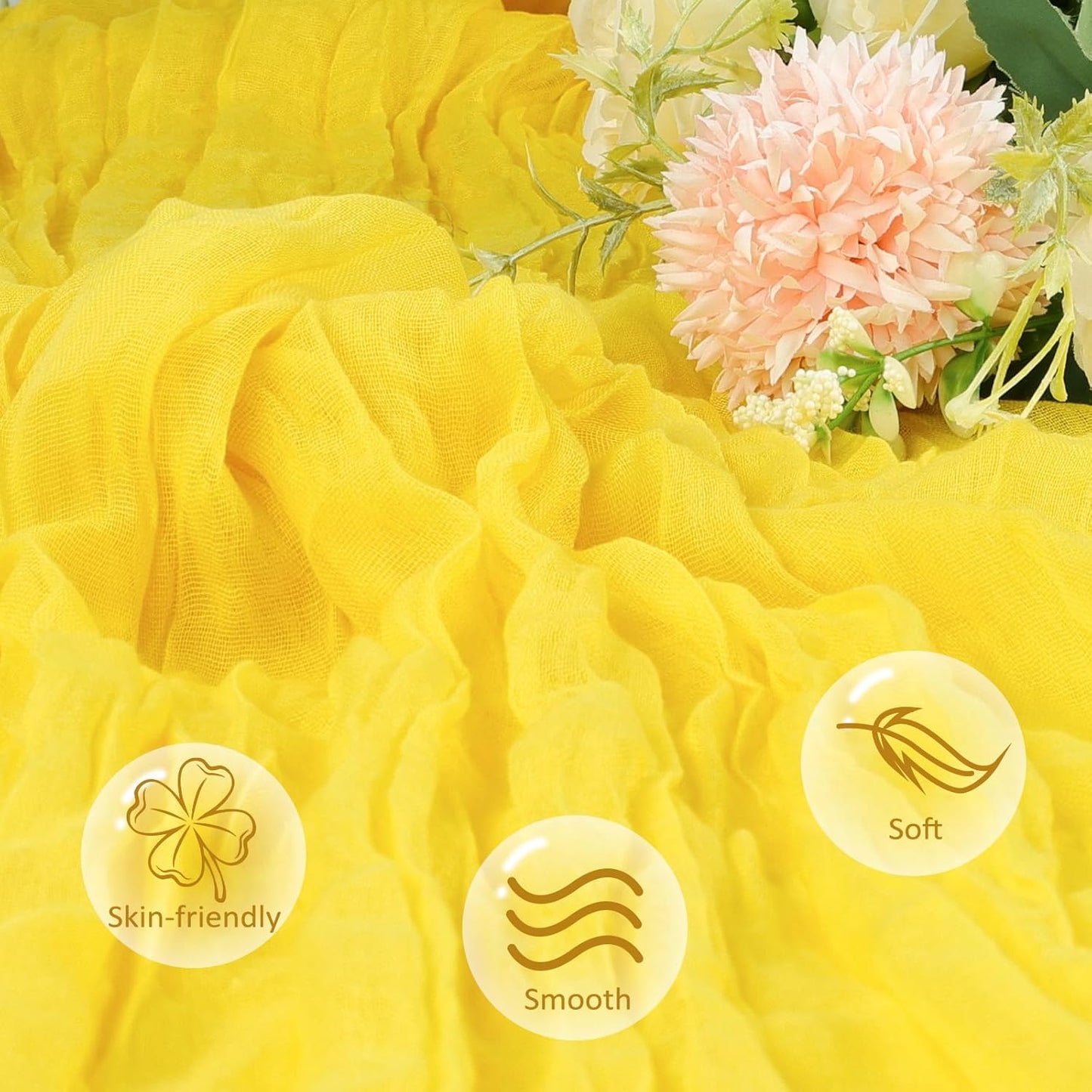 6 Pack Lemon Yellow Fall Table Runner 10ft Boho Gauze Fabric Cheesecloth Thanksgiving Table Runner 35 x 120 Inch Rustic Sheer Runner for Wedding Decor Baby Shower Party Table Centerpiece Decorations