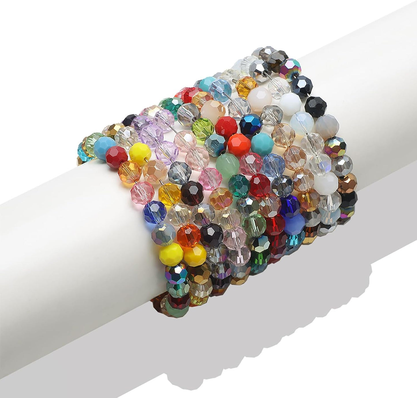 100PCS 8MM Crystal Glass Beads for Jewelry Making Blue Series Rondelle Facted Crystal Glass Beads for Bracelet Making Round Glass Spacer Beads for DIY Crafts Wind Chimes Suncatchers