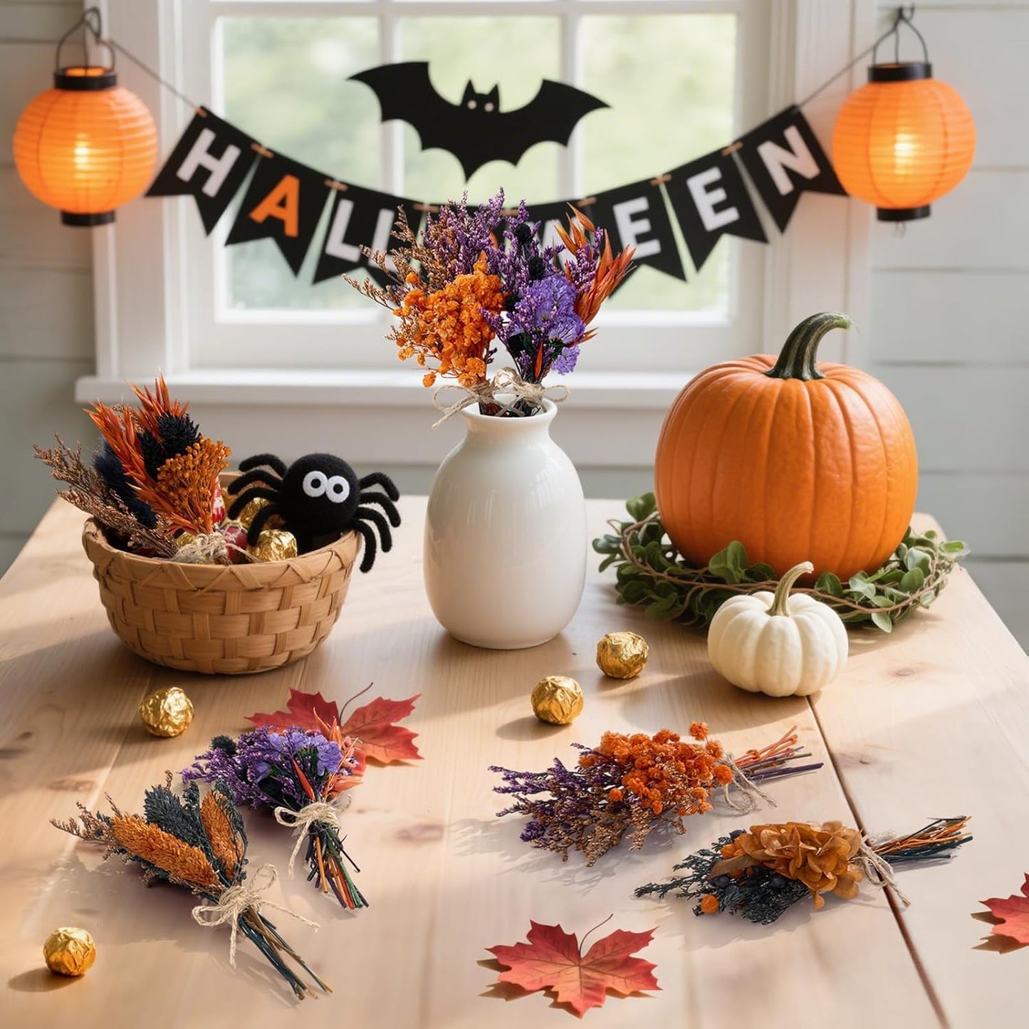 12/24 PCS Charming Dried Flowers Bouquet for Vase Various Dried Wildflowers with Stems Mini Handmade Wildflowers Natural Real Flowers Bulk Flowers Craft (Colorful World, 12PCS)