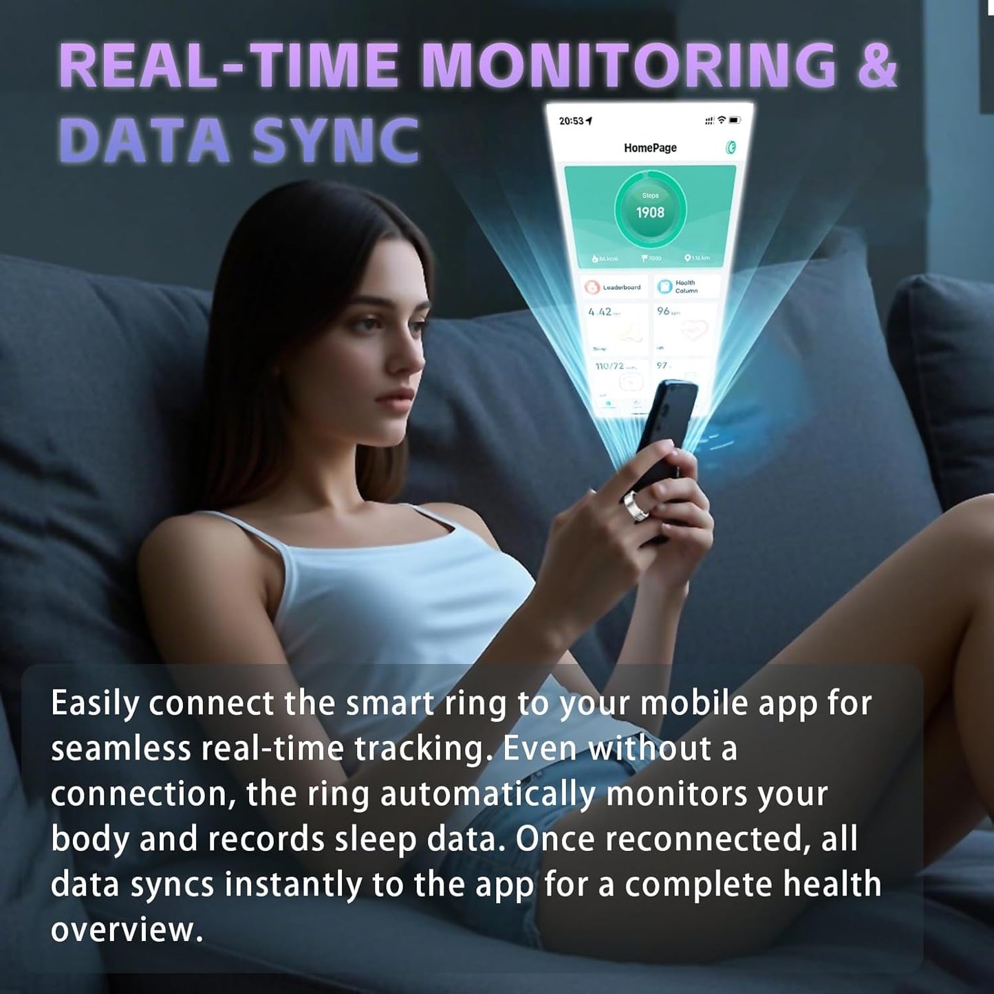 Smart Ring for Women – Fitness Tracker Ring with Heart Rate, SpO2, Blood Pressure, Sleep Monitoring, Step & Calorie Counter, No Subscription Fee, iOS & Android Compatible (Silver, 12)