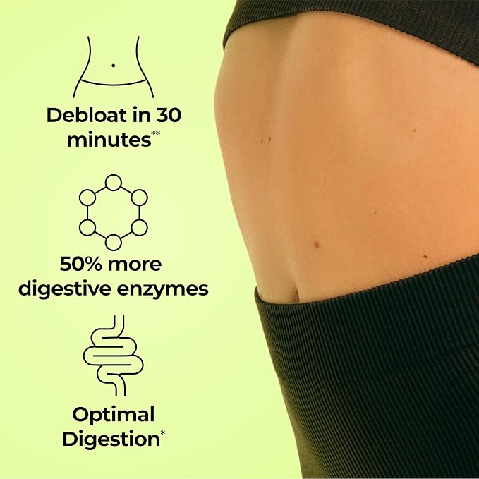 HUM Flatter Me Extra Strength Digestive Enzymes - Fast-Acting Bloat Relief for Digestive Health & Debloating Multi Enzyme, Vegan, 60 Servings