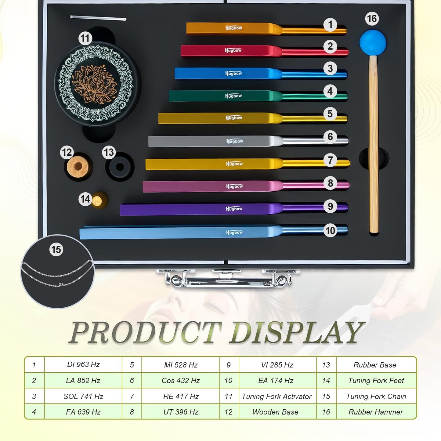 10 PCS Unweighted Tuning Fork for Healing Set, Multi-Color Chakra Tuning Forks, Aluminum Alloy Solfeggio Tuning Forks with Activator & feet (174-963Hz) for Sound Healing