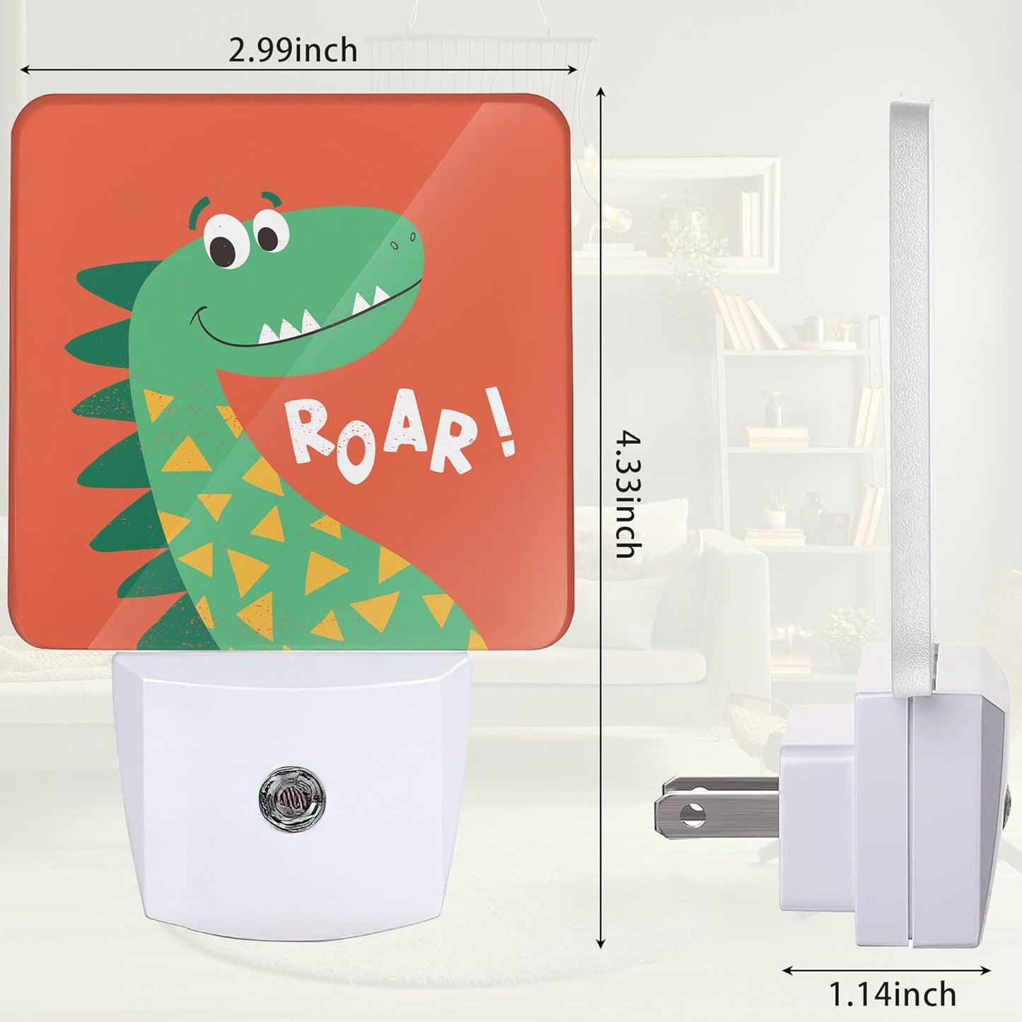 Cartoon Dinosaur Night Light, Night Light Plug into Wall with Dusk to Dawn Sensor, LED Lamp Energy Saving Lights for Men Women Boys Girls,Lamp for Bedroom Bathroom Hallway
