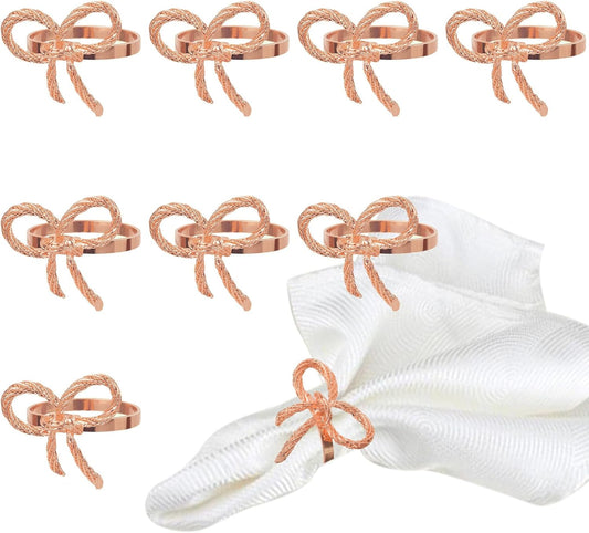 Pack of 12 Napkin Rings Alloy Hollow Out Flower Napkin Holder Dinning Table Napkin Ring for Dinner Parties Wedding Banquet Table Setting Family Gatherings Table Decor（Rose Gold，12）