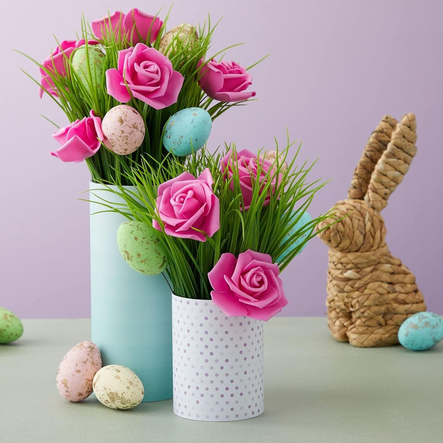 Juvale Artificial Roses - 3 in Heads, 100-Pack, Hot Pink - Faux Flowers for Vase & Wedding Decor - Centerpiece Table Decorations & Bridal Bouquet