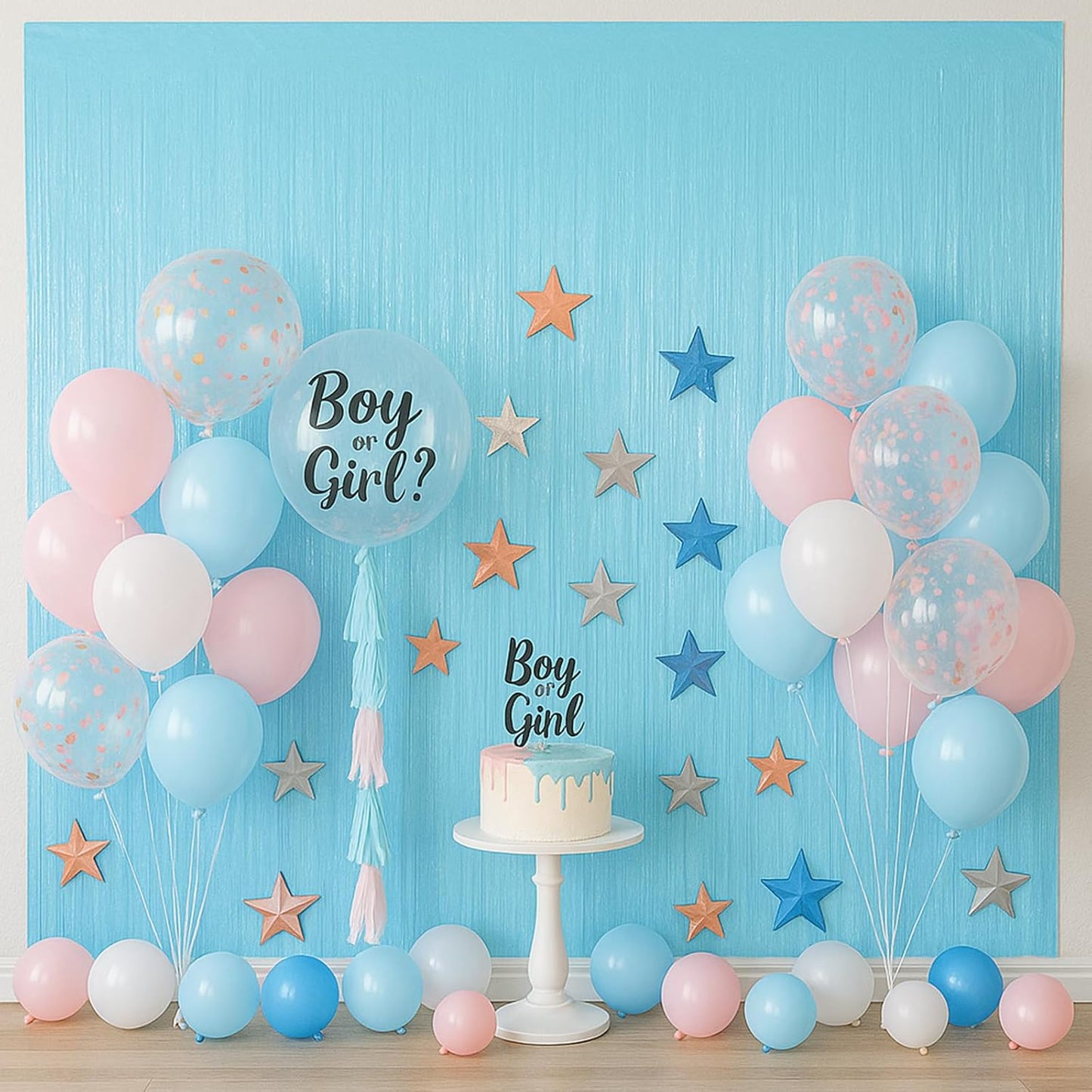 3 Pack 3.3 x 8.2 ft Pastel Blue Foil Fringe Backdrop Curtains, Tinsel Streamers Birthday Party Decorations, Fringe Backdrop for Graduation, Baby Shower, Gender Reveal, Disco Party