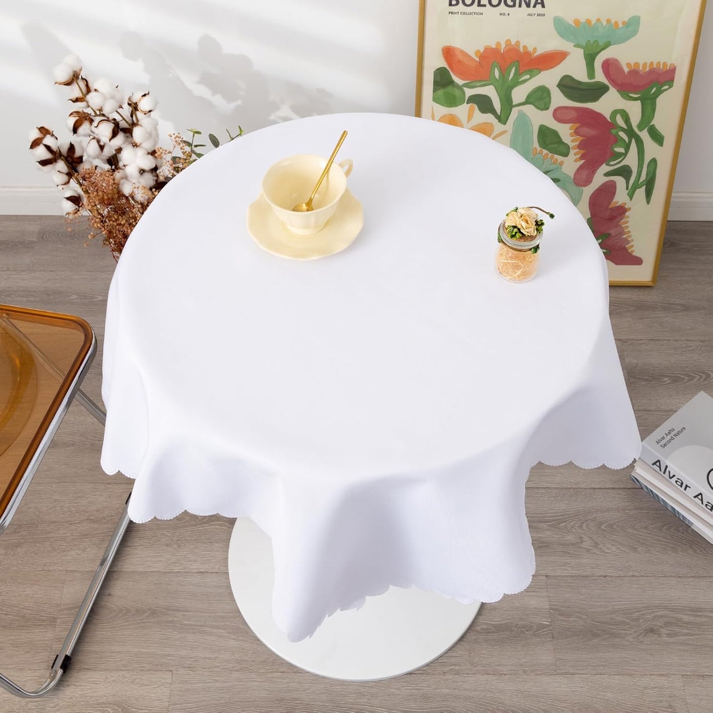 Small Square White Tablecloth 36 x 36 Inch Polyester Fabric Washable Table Cover Decorative Wrinkle Resistant Solid Color Table Cloth for Kitchen Dinning Party Wedding Camping