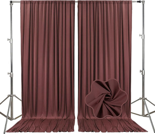 10ft x 10ft Red Brown Backdrop Curtains for Parties, Fabric Satin Background Curtain with Rod Pockets for Weddings, Birthday, Baby Shower, Photography, Graduation Party Backdrop Drapes, 2 Panels