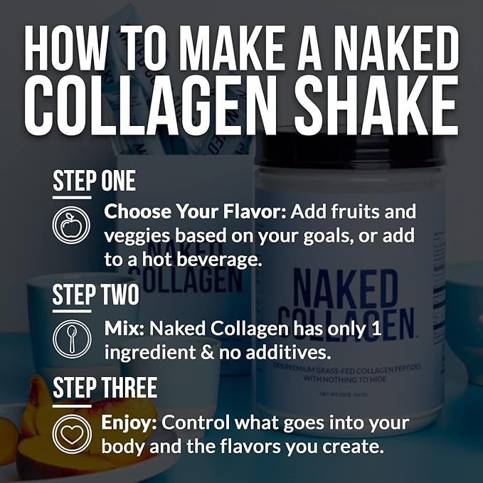 NAKED Vanilla Collagen Peptides Protein Powder, 25 Servings, Pasture-Raised, Grass-Fed Hydrolyzed Collagen Supplement, Paleo Friendly, Non-GMO, Keto, Gluten Free, 19.4oz