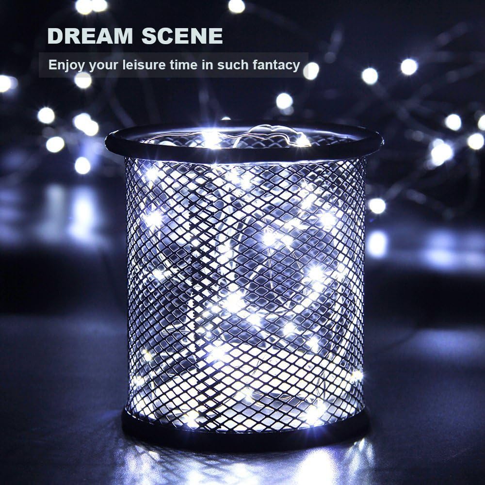 CYLAPEX 6 Pack Cool White Fairy String Lights Battery Operated Fairy Lights Firefly Lights LED Starry String Lights 3.3ft 20 LEDs Silvery Copper Wire for Christmas DIY Decoration Costume Wedding Party