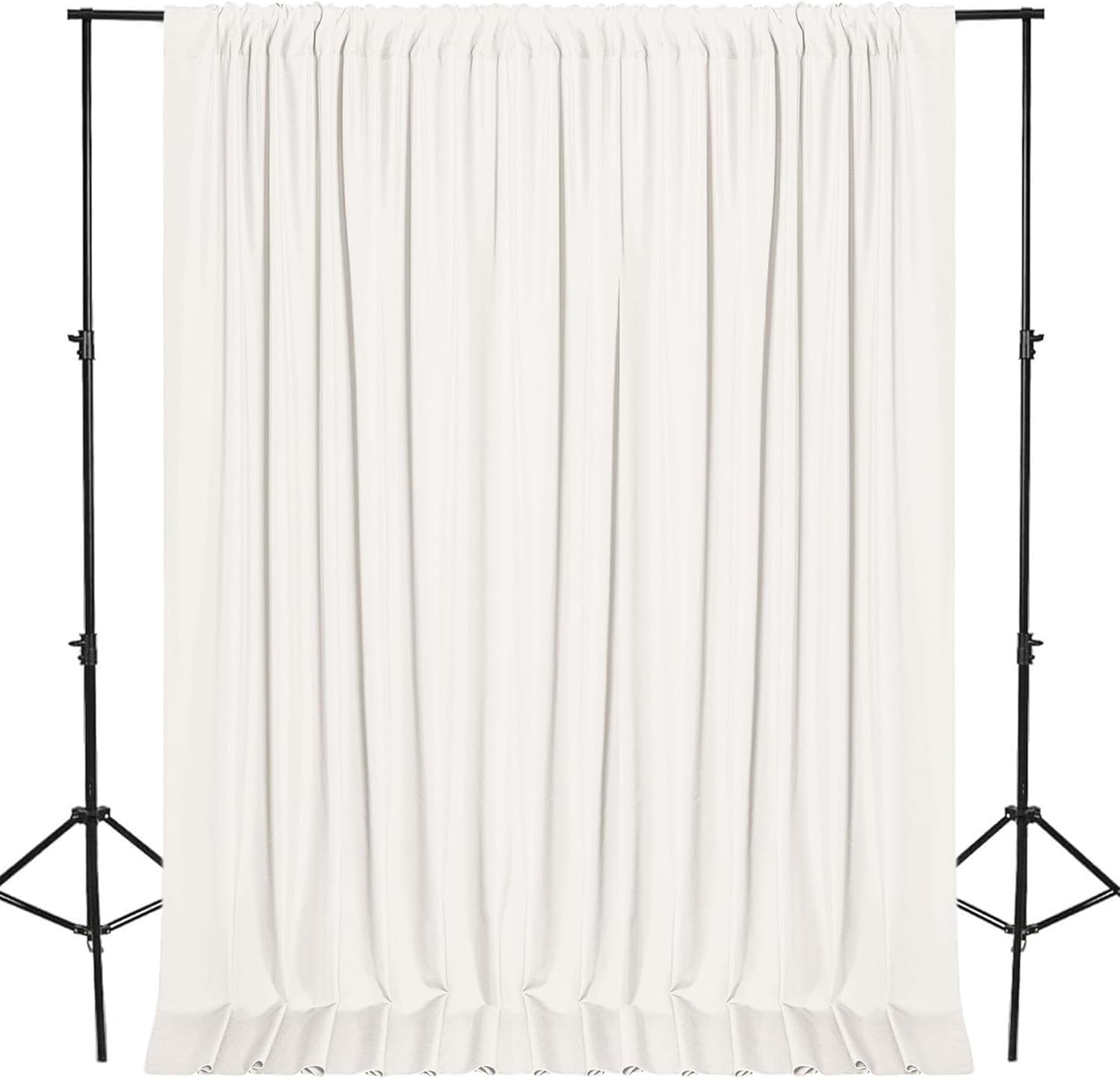 DWCN 10x10 FT Ivory Backdrop Curtains for Parties, Photography Backdrop Drapes with Rod Pockets for Wedding Decorations Stage Birthday Family Gatherings, 2 Panels 5ft x 10ft