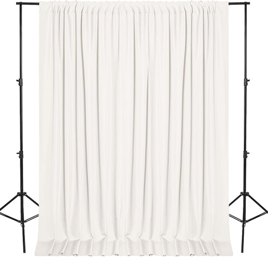 DWCN 10x8 FT Ivory Backdrop Curtains for Parties, Photography Backdrop Drapes with Rod Pockets for Wedding Decorations Stage Birthday Family Gatherings, 2 Panels 5ft x 8ft