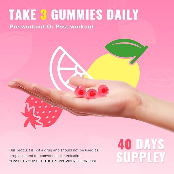 Creatine for Women, 120 Ct Sugar-Free Creatine Monohydrate Gummies with Collagen, BCAAs, Vitamin C & B12 for Muscles, Energy & Booty, Flavored Vegan Creatine Pre and Post Workout Supplements for Women