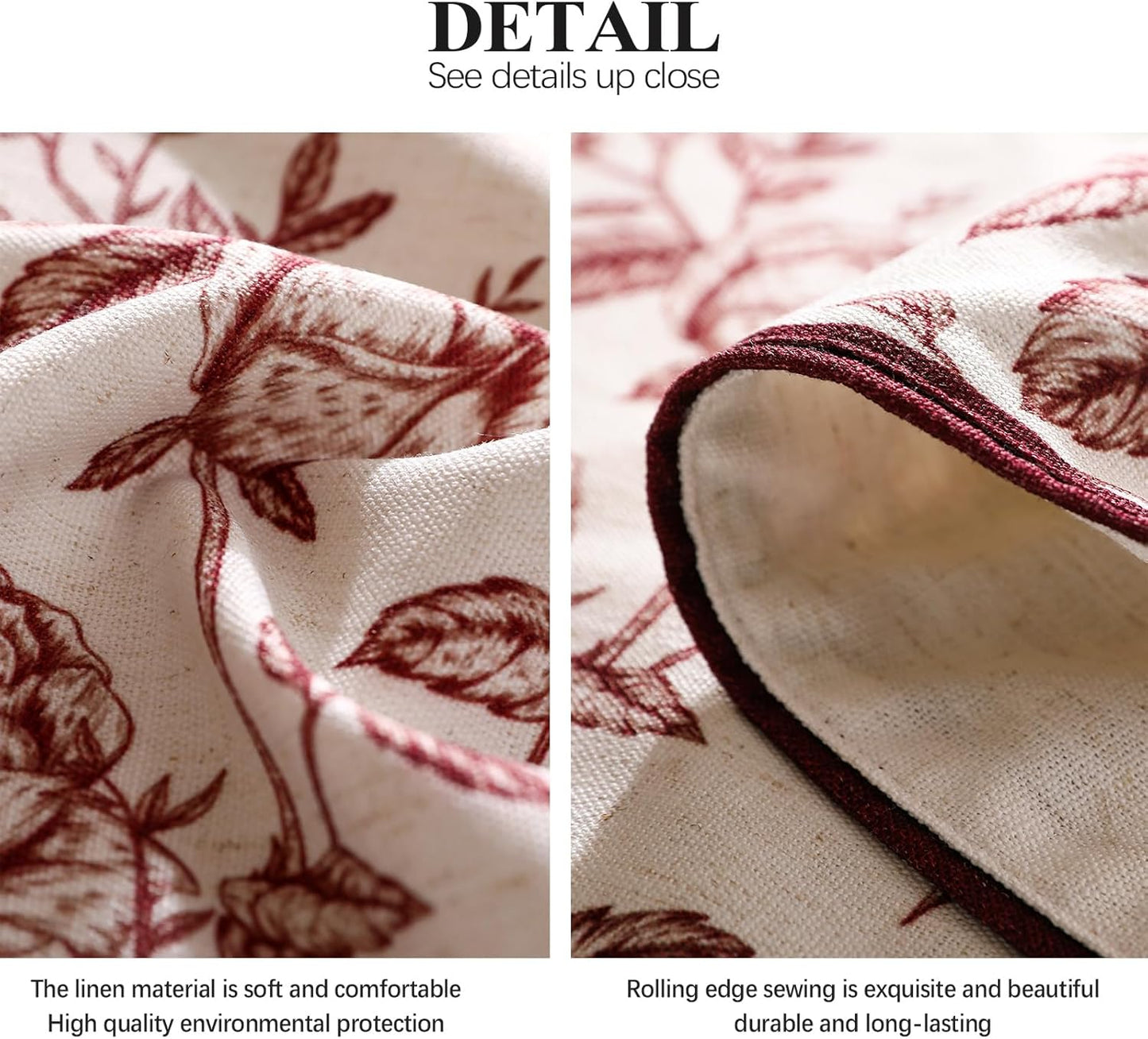 ISAENNE Designer Vintage Linen Small Round Tablecloth,Red Floral Pattern Linen Stain Resistant Table Cloth,Decor Tablecloths for Dining Thanksgiving Kitchen Tea Party,Diameter 55"-Harmony