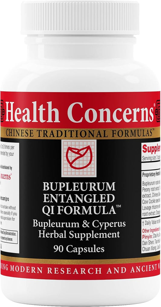 Health Concerns Bupleurum Entangled Qi Formula – Women's Hormonal Balance & Cyst Support Supplement – Traditional Chinese Herbal Formula – Blood Flow Liver Qi Cleanse – 90 Capsules