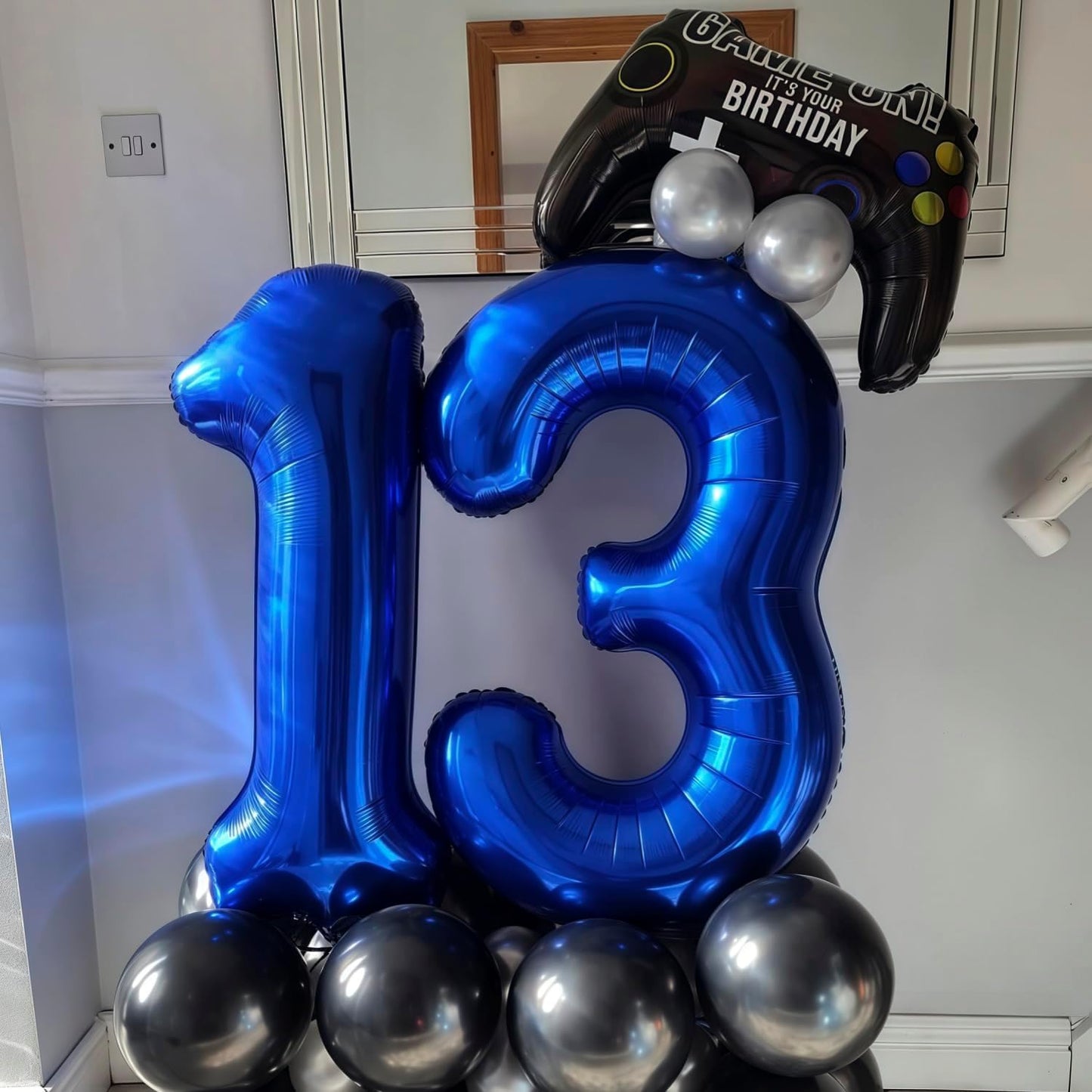 Navy Blue 8 Balloon Number,40 Inch Number 8 Balloon Big Dark Blue 8 Foil Mylar Helium Balloon for Birthday Party Decorations