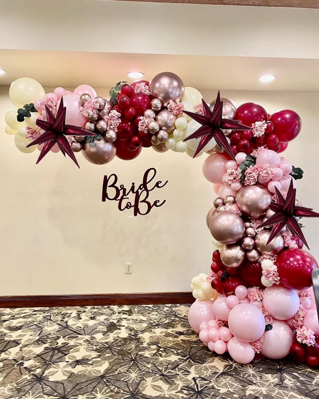 3pcs 26inch 3D wine red (Burgundy) Explosion Star foil balloon, wine red Foil Cone Star burst Balloons for Birthday Wedding New Year Party Event