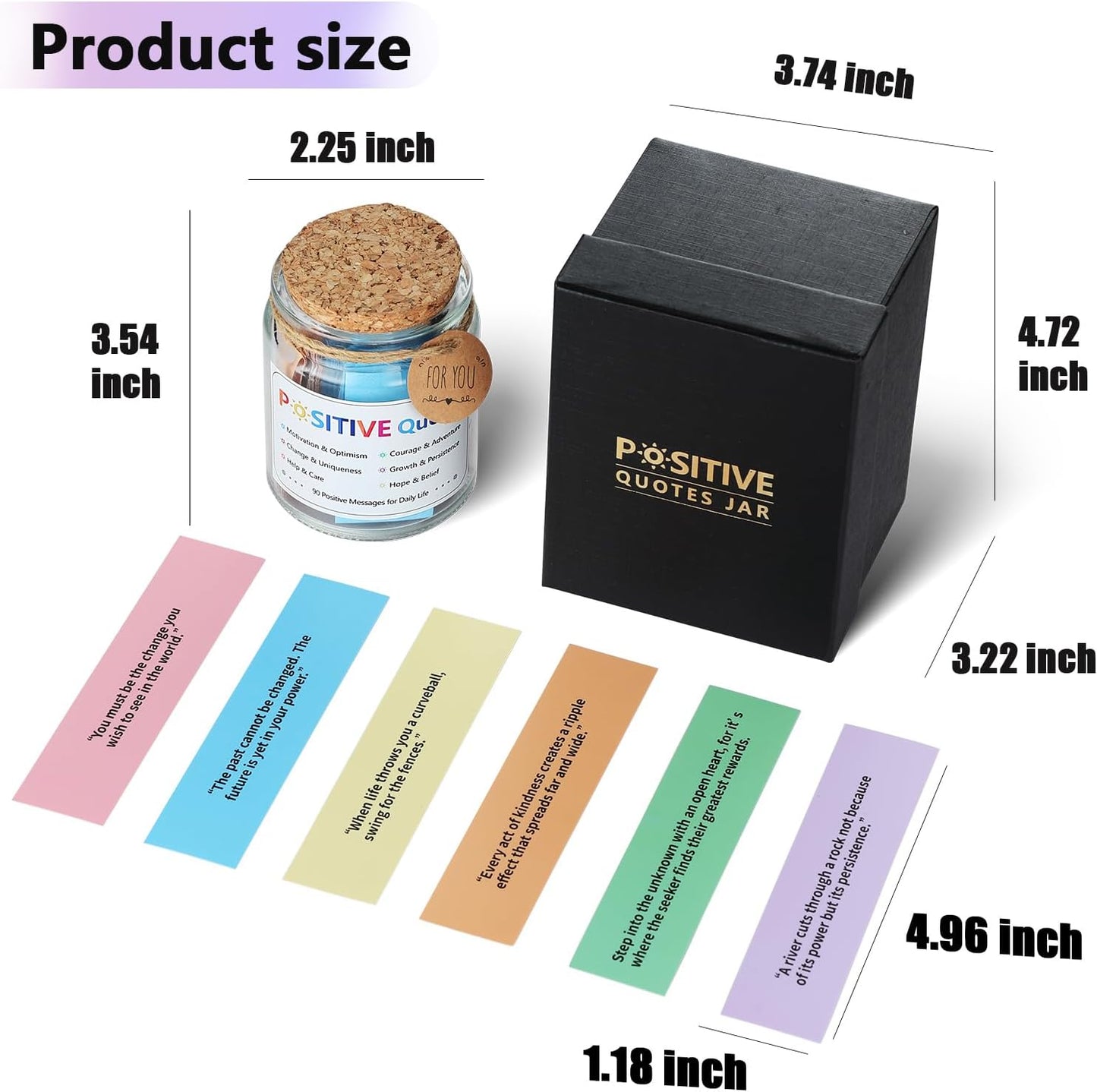 Positive Jar with 90 Positive Quotes Graduation Gifts for Dad Father Teacher Christmas Self Care Anxiety Stress Relief Unique Health Wellness Gifts for Women Man