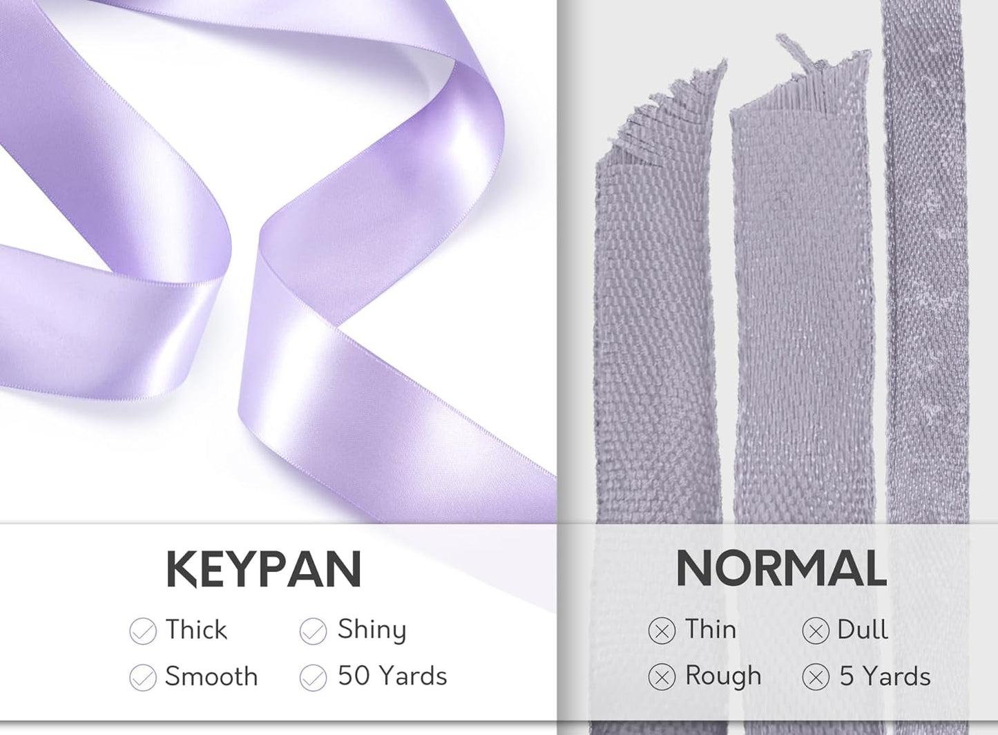 Lavender Satin Ribbon 1-1/2 Inch x 50 Yards Double-Faced Ribbons for Gift Wrapping Crafts Flower Bouquet Wedding Paper Bows Invitations