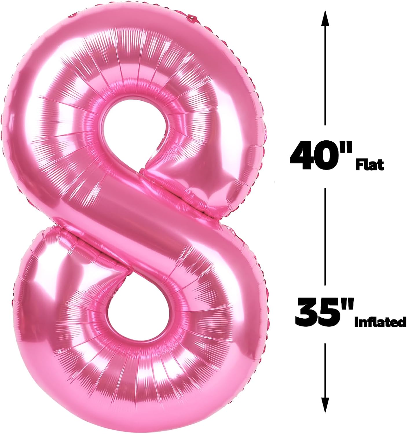 Pink Foil Number 8 Balloon 40 Inch, Helium Mylar Eight Number 8 18 28 38 48 58 80 88 Birthday Balloons, 8th Pink Women Men Wedding Anniversary, Graduations Party Supplies