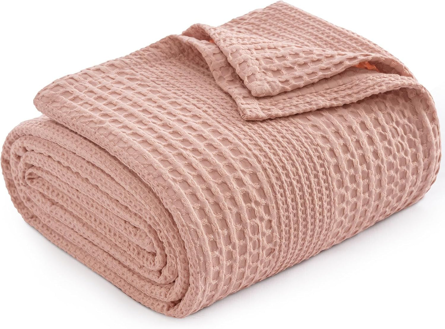 PHF Lightweight Waffle Weave Blanket Queen Size, Breathable & Ultra Soft, 90"x 90" Soft & Cozy Thin Blanket for All Season & Hot Sleepers, Bed, Home Decor - Rose Pink