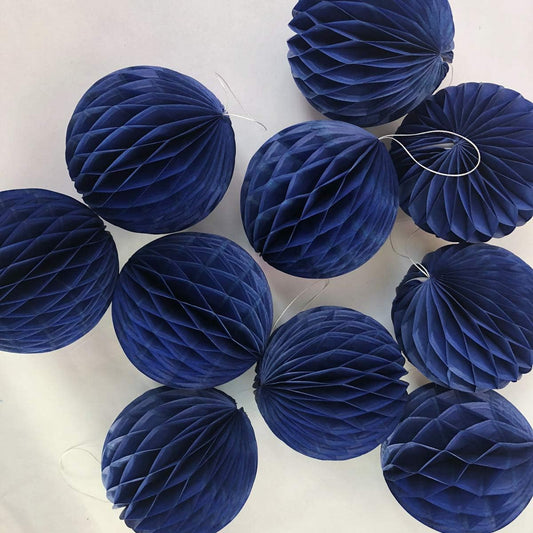20pcs Honeycomb Decoration Paper Flower Balls Tissue Paper Pom Poms for Birthday Wedding Home Decor (3inch, Royal Blue)