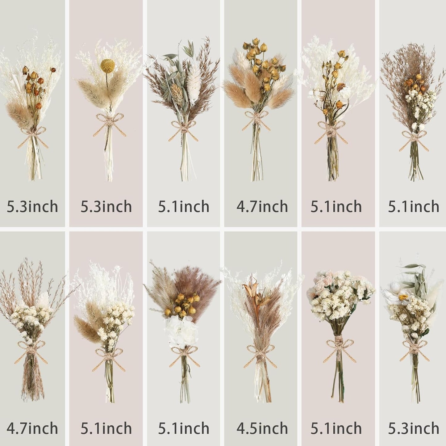 10/12/24/36 Pack Mini Dried Flowers for Vase Wedding Various Mini Bouquet Dried Small Wildflowers Natural Flowers Bulk for Crafts DIY Decor (36, Plain Colour)