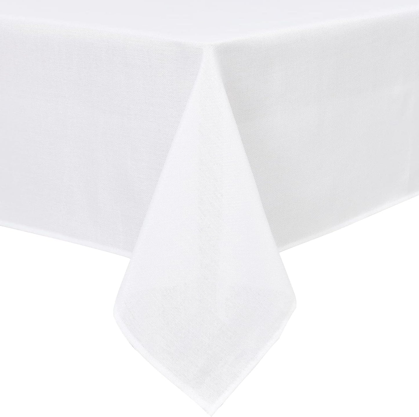 Hiasan Faux Linen Rectangle Tablecloth - Wrinkle and Stain Resistant Washable Table Cloth for Kitchen Dining Room Holiday Table Cover for Party Dinner, White, 60 x 102 Inch