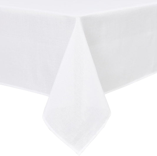 Hiasan Faux Linen Rectangle Tablecloth - Wrinkle and Stain Resistant Washable Table Cloth for Kitchen Dining Room Holiday Table Cover for Party Dinner, White, 60 x 120 Inch