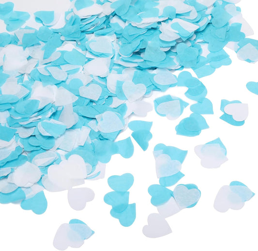 5000Pcs Heart Confetti, Table Confetti Hearts Shaped for Valentine's Day, Wedding Birthday Party Balloon Decoration (Blue/White)