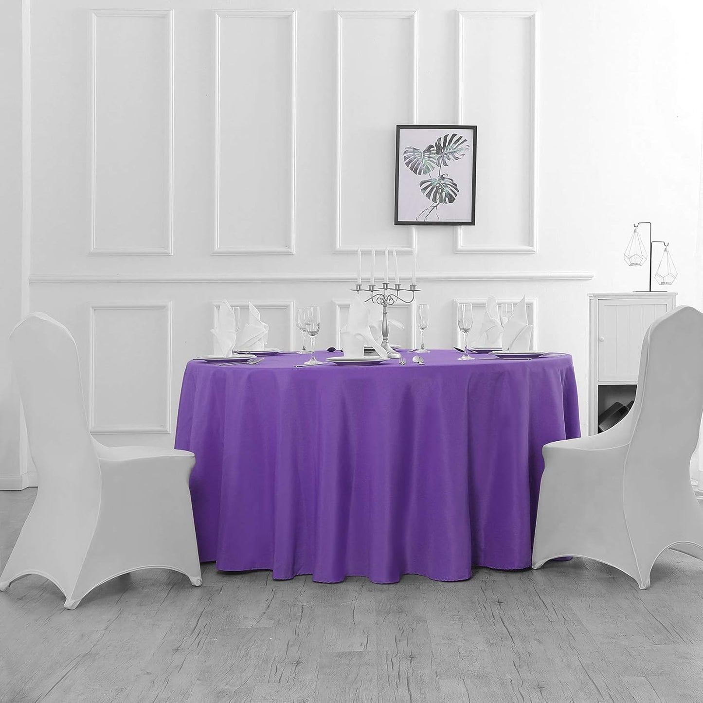 90 inch Round Tablecloth Washable Polyester Table Cloth Decorative Table Cover for Wedding Party Dining Banquet（90 inch,Purple）