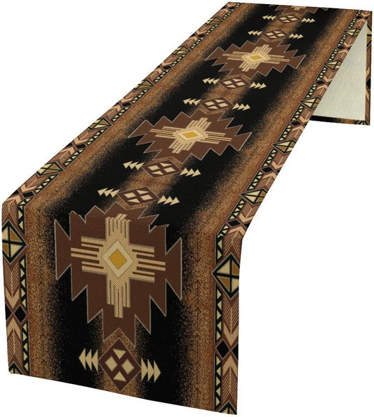 Aztec Table Runner Southwestern Native Vintage Geometric Pattern Table Runner Retro Country Table Dinner Decoration 13x70 Inch