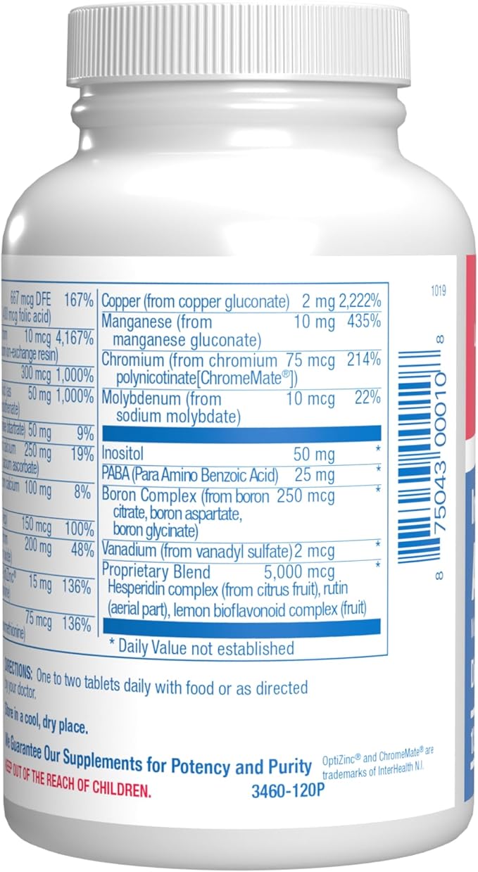 Iron Free Daily Multivitamin for Men and Women, 120 Tablets - AVED Daily Multi Vitamin and Minerals Health Supplement - Vitamins A, C, D, E, Vitamin B Complex, Zinc, Calcium, Magnesium, More