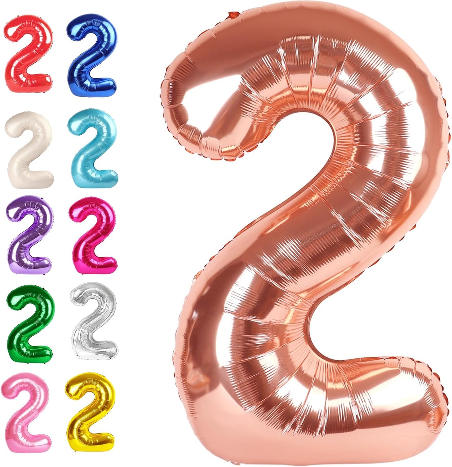 Big 40 Inch Rose Gold 2 Number Balloon Birthday Decoration, Rose Gold Number 2 Helium Balloons 12 20 22 23 24 26 28 32 42 Celebration, Boy Girl Baby Anniversary Party Graduations Supplies
